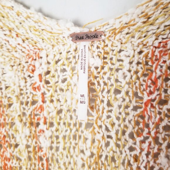 Free People Lucia Cardigan M/L Fringe Open Front Longline Saffron Combo $148 - Picture 8 of 16